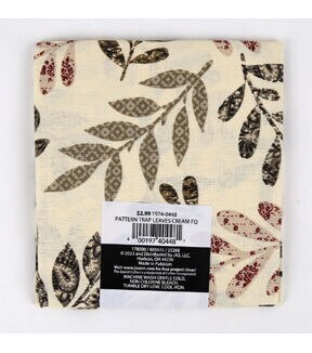 18 x 20 Leaves on Cream Cotton Fabric Quarter 1pc by Keepsake Calico