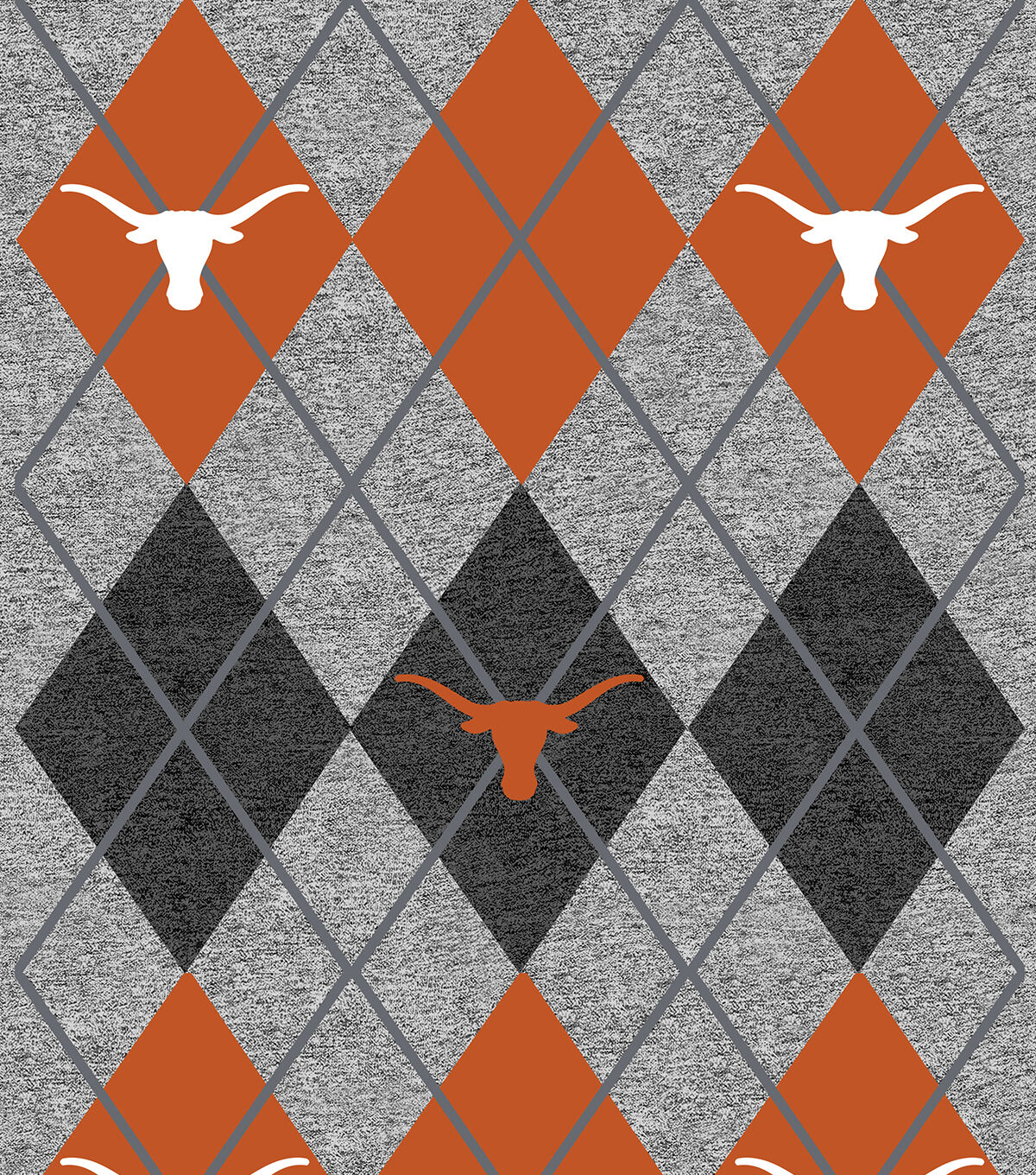 Texas Longhorns Fleece Fabric Heather Argyle