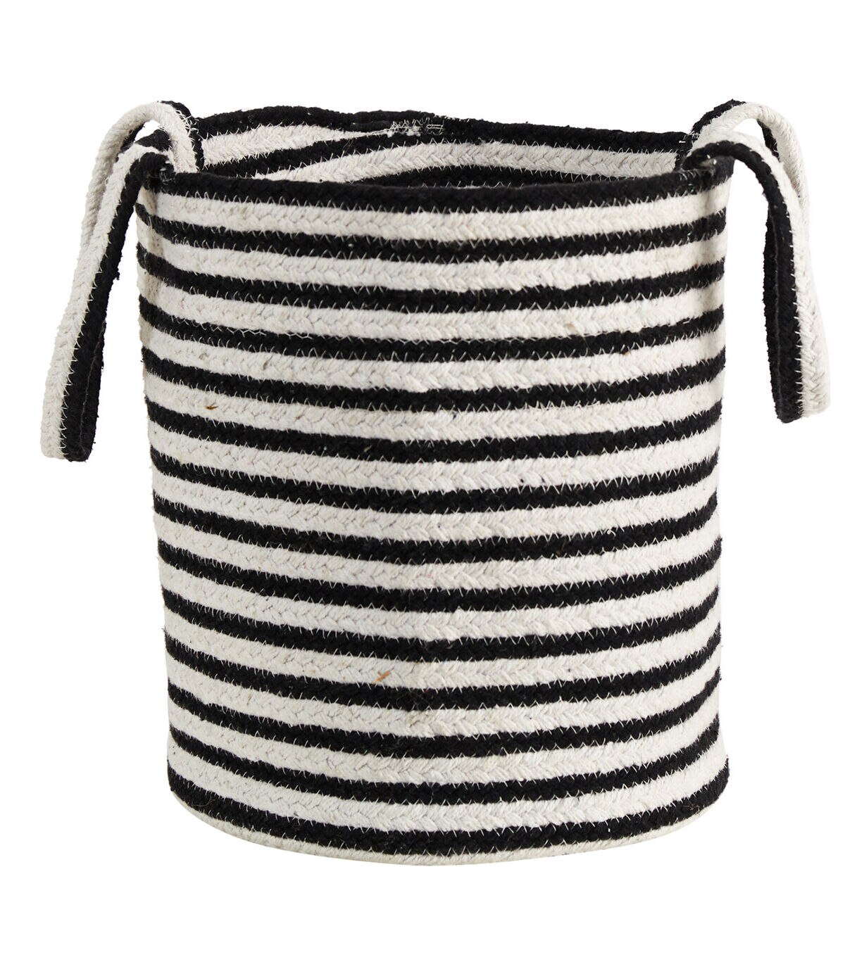 Nearly Natural 13 Striped Boho Handwoven Cotton Basket With Handles