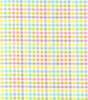 Yellow Plaid Easter Glitter Cotton Fabric