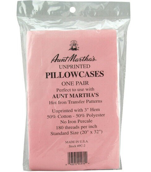 Aunt Martha Standard Size Pillowcase Embroidery Fabric 2pk