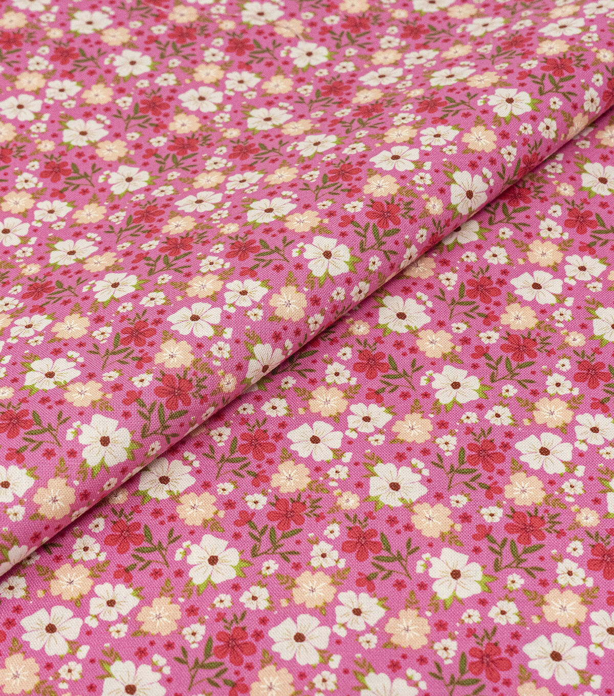 Singer White & Pink Flowers Quilt Cotton Fabric