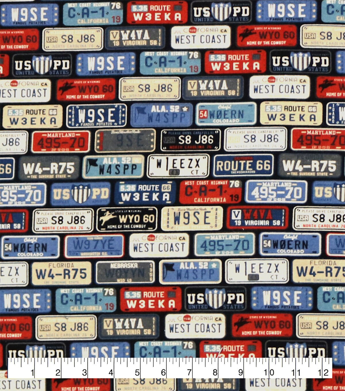 License Plates Super Snuggle Flannel Fabric