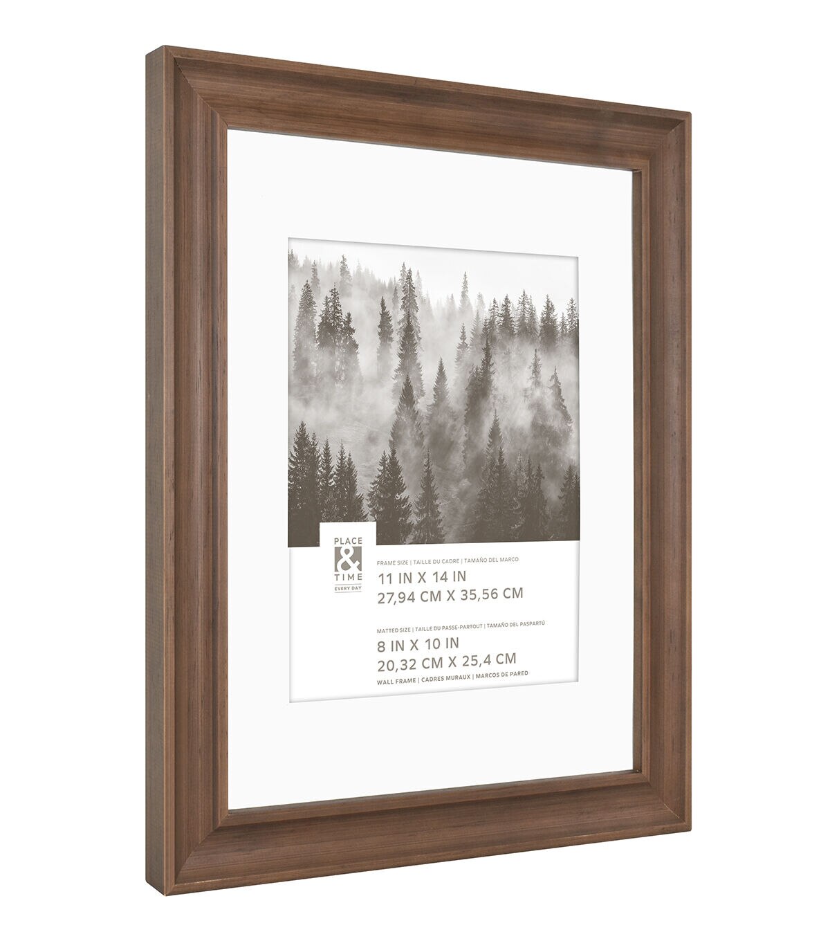 11 x 14 Matted to 8 x 10 Scooped Walnut Wall Frame by Place & Time