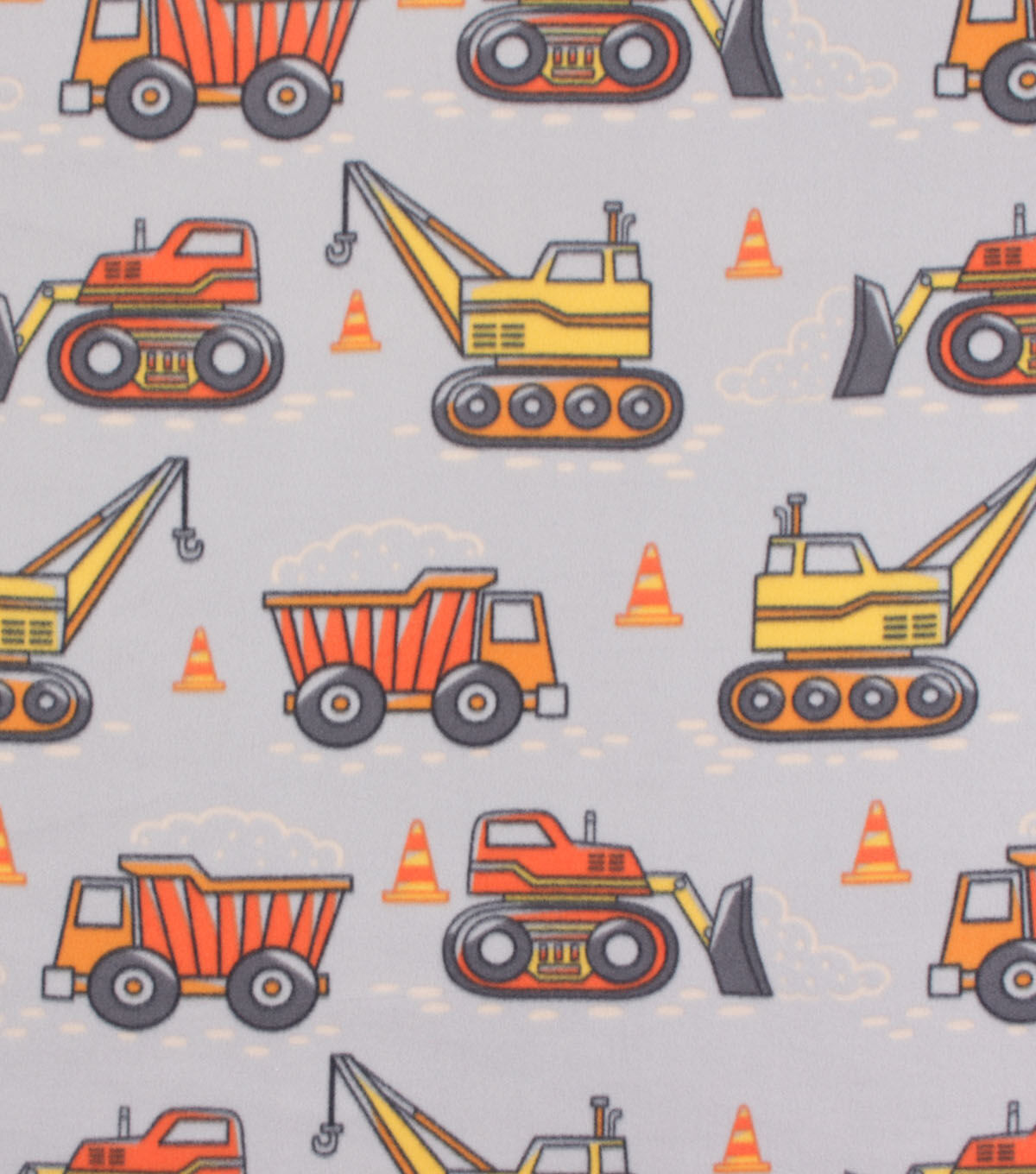 Blizzard Fleece Fabric Constructon Truck Gray