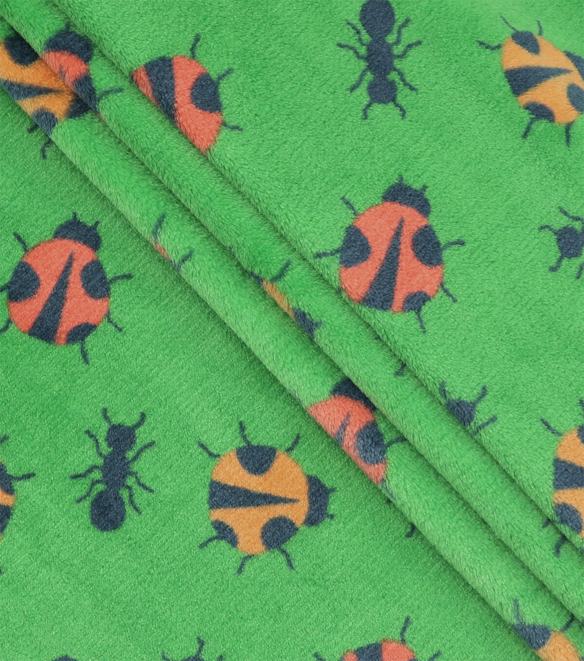 Bugs On Green Sew Lush Fleece Fabric