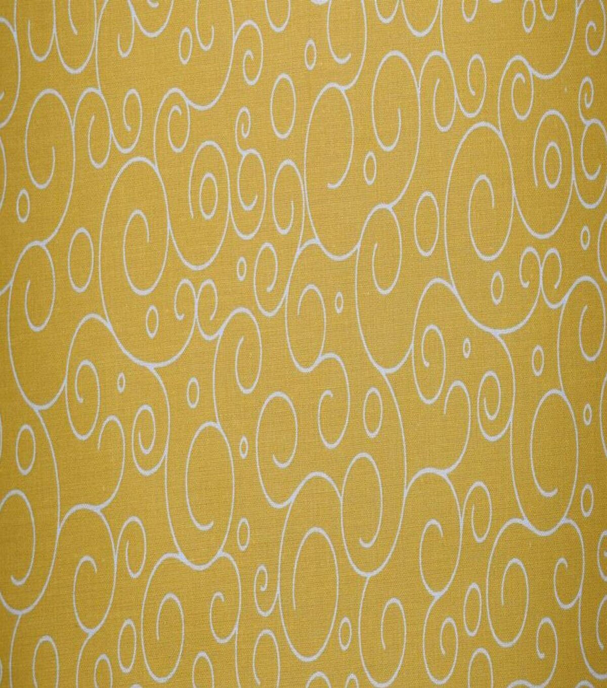 White Swirls on Dark Yellow Quilt Cotton Fabric by Quilter's Showcase