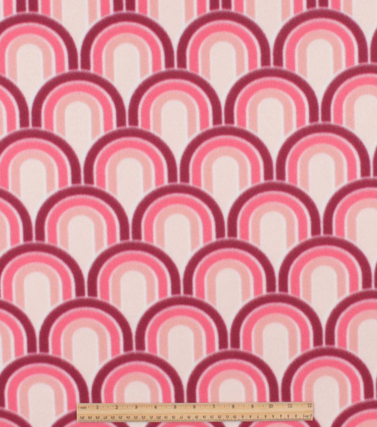 Pink Geometric Tonal Blizzard Fleece Fabric