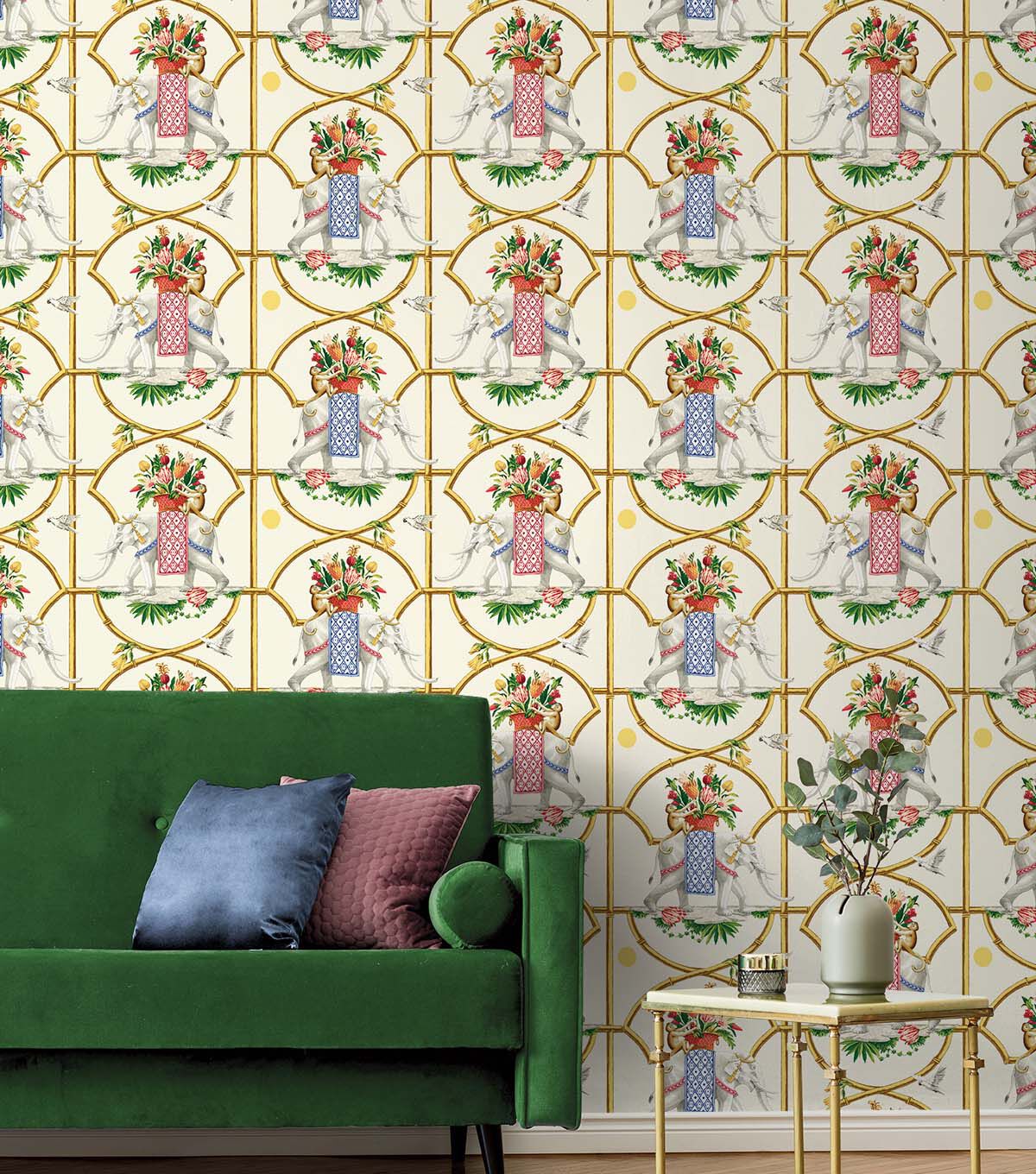 Harrison Howard 20.5' x 18' Ivory Chinoiserie Peel & Stick Wallpaper