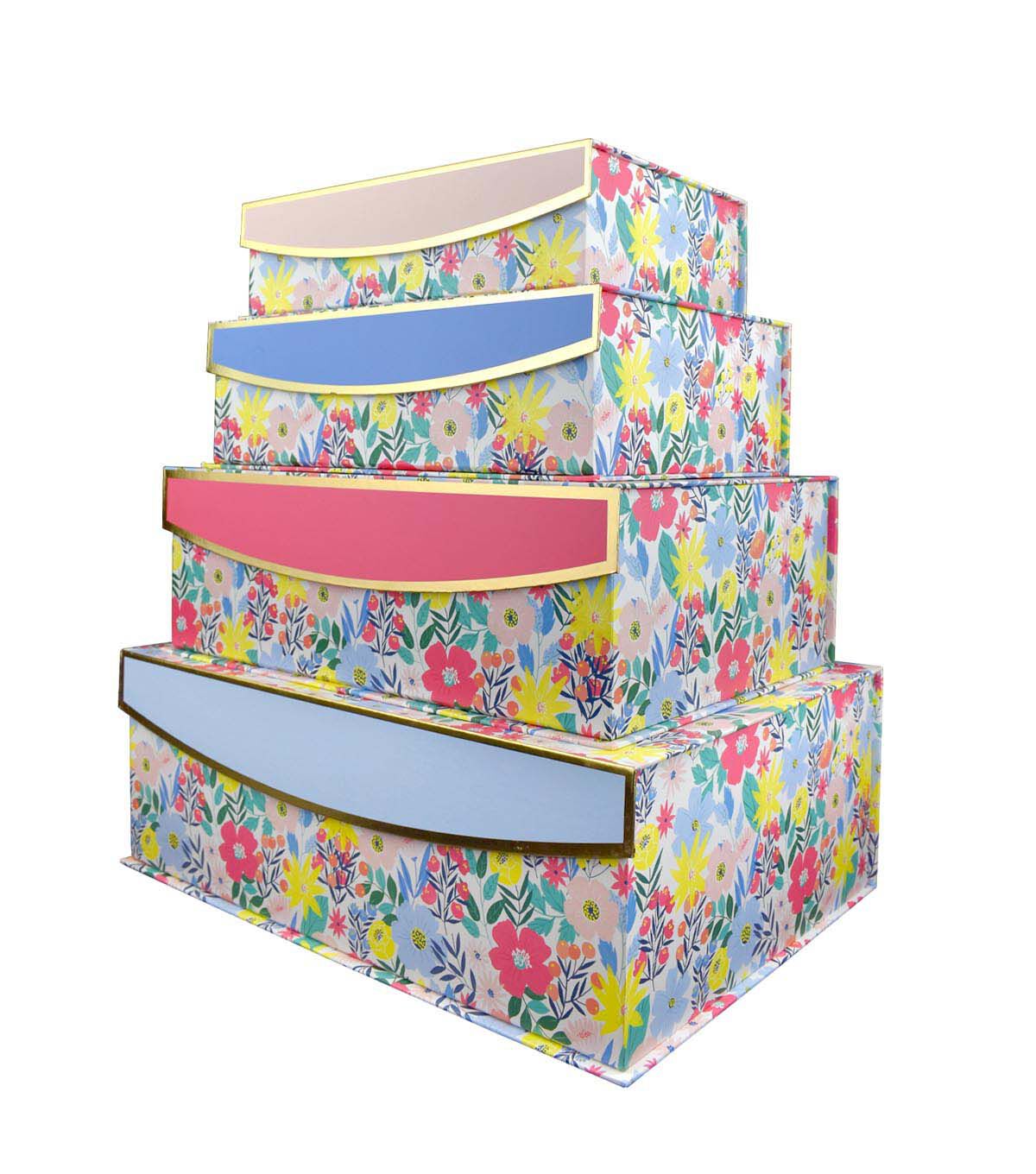 14 x 10 Multicolor Flower Garden Pink Flip Top Box by Place & Time