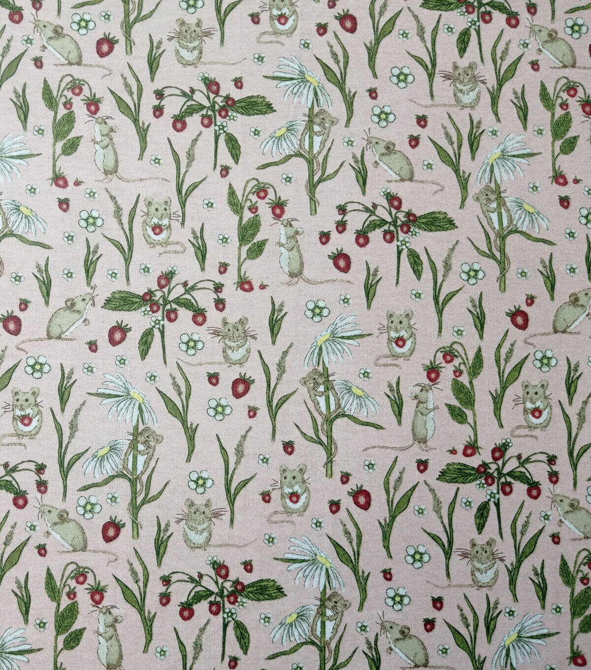 Red Strawberries With Mice Super Snuggle Flannel Fabric