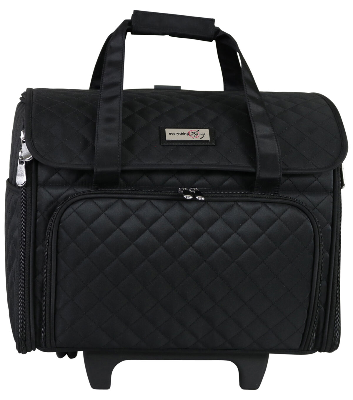 Everything Mary 18 Black Quilted Teacher Rolling Tote