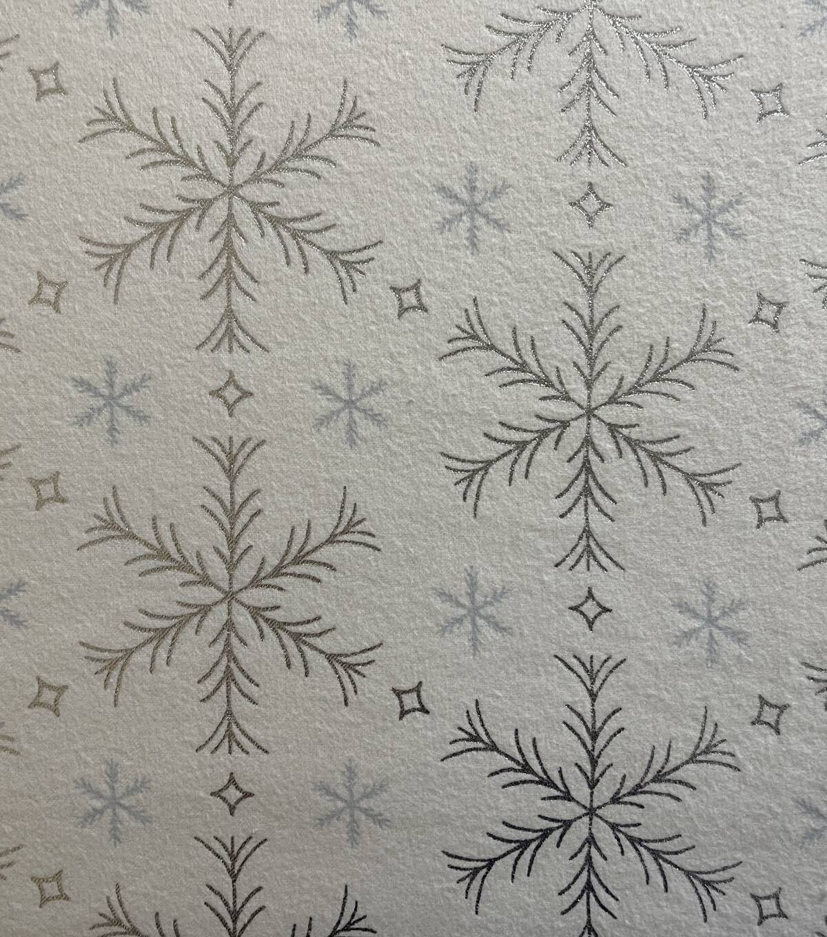 Foil Snow Geometric on Gray Christmas Flannel Fabric