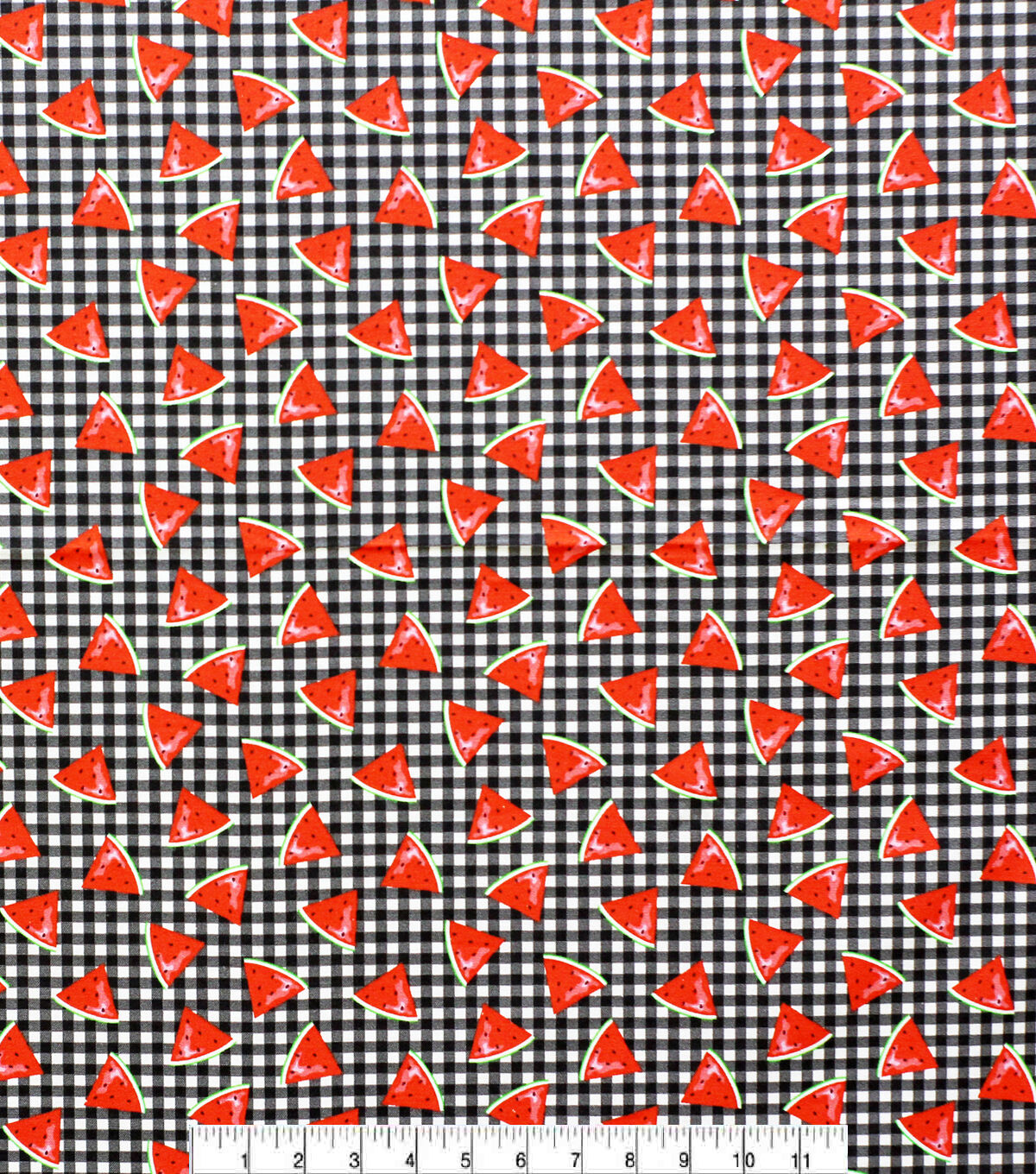 Watermelon On Black Plaid Novelty Cotton Fabric