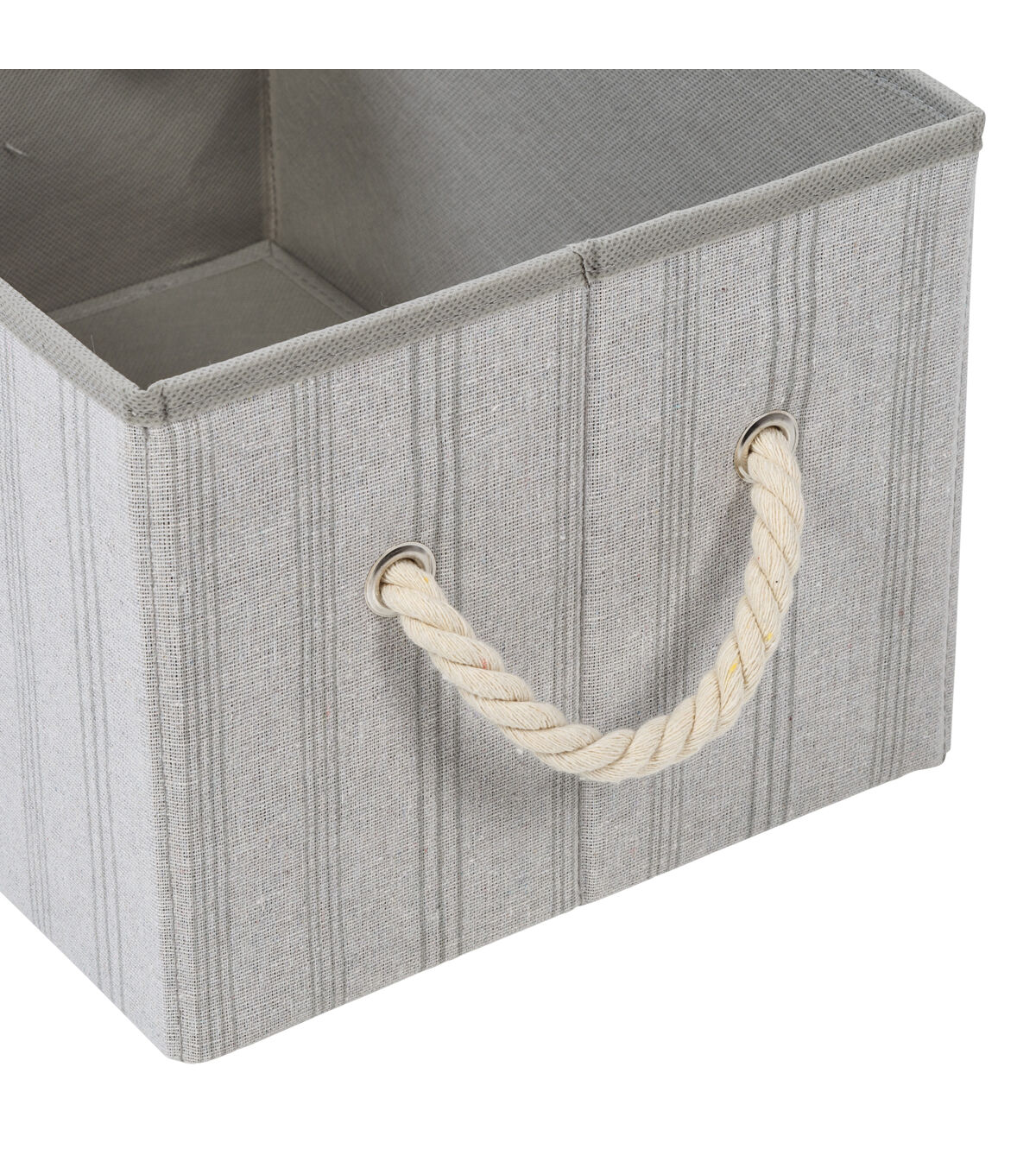 Honey Can Do 14.5 Gray Striped Fabric Storage Bins With Handles 3pk