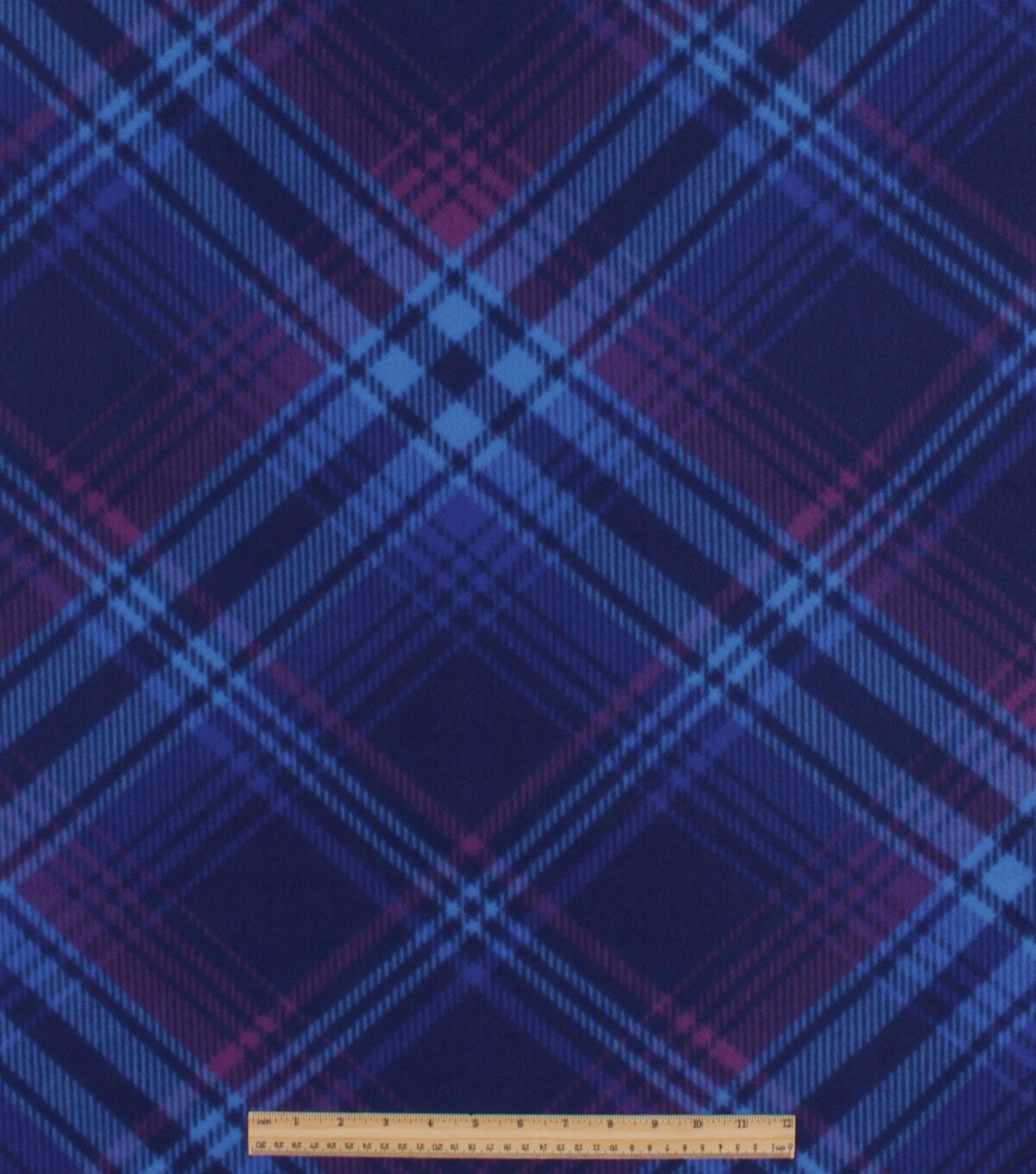Blue Purple Diagonal Plaid Blizzard Prints Fleece Fabric