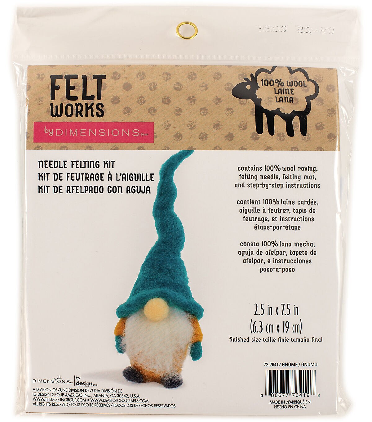Dimensions 7.5 GnomeWool Roving Needle Felting Kit