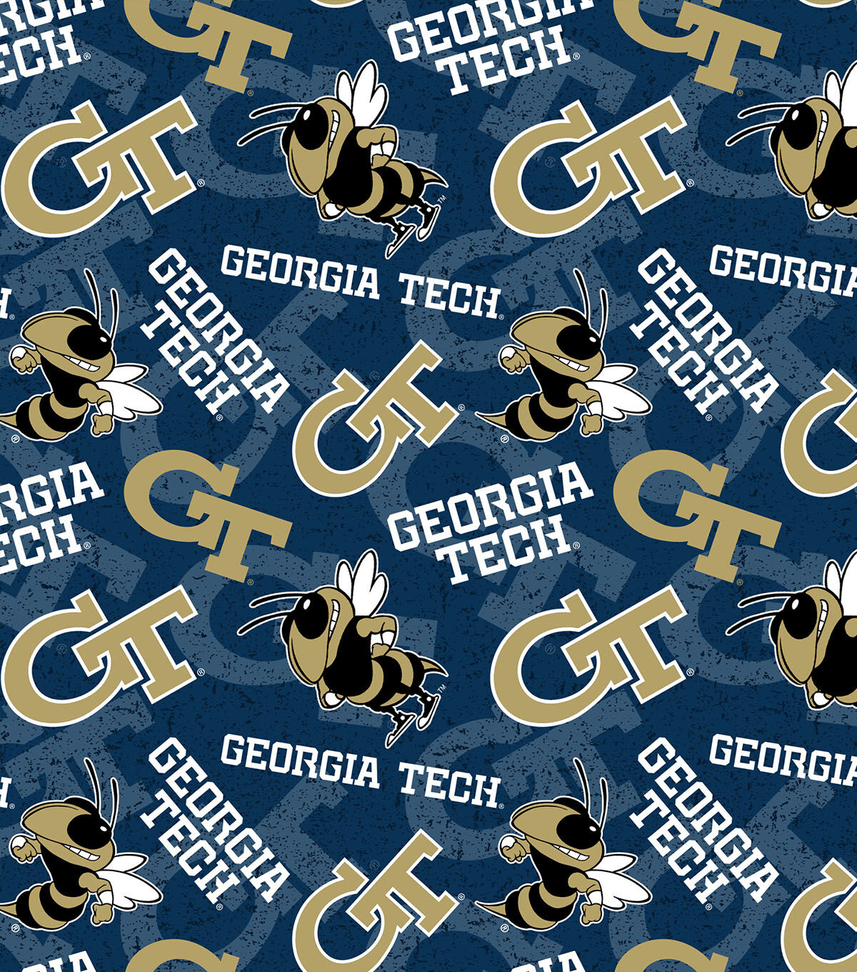Georgia Tech Yellow Jackets Cotton Fabric Tone on Tone