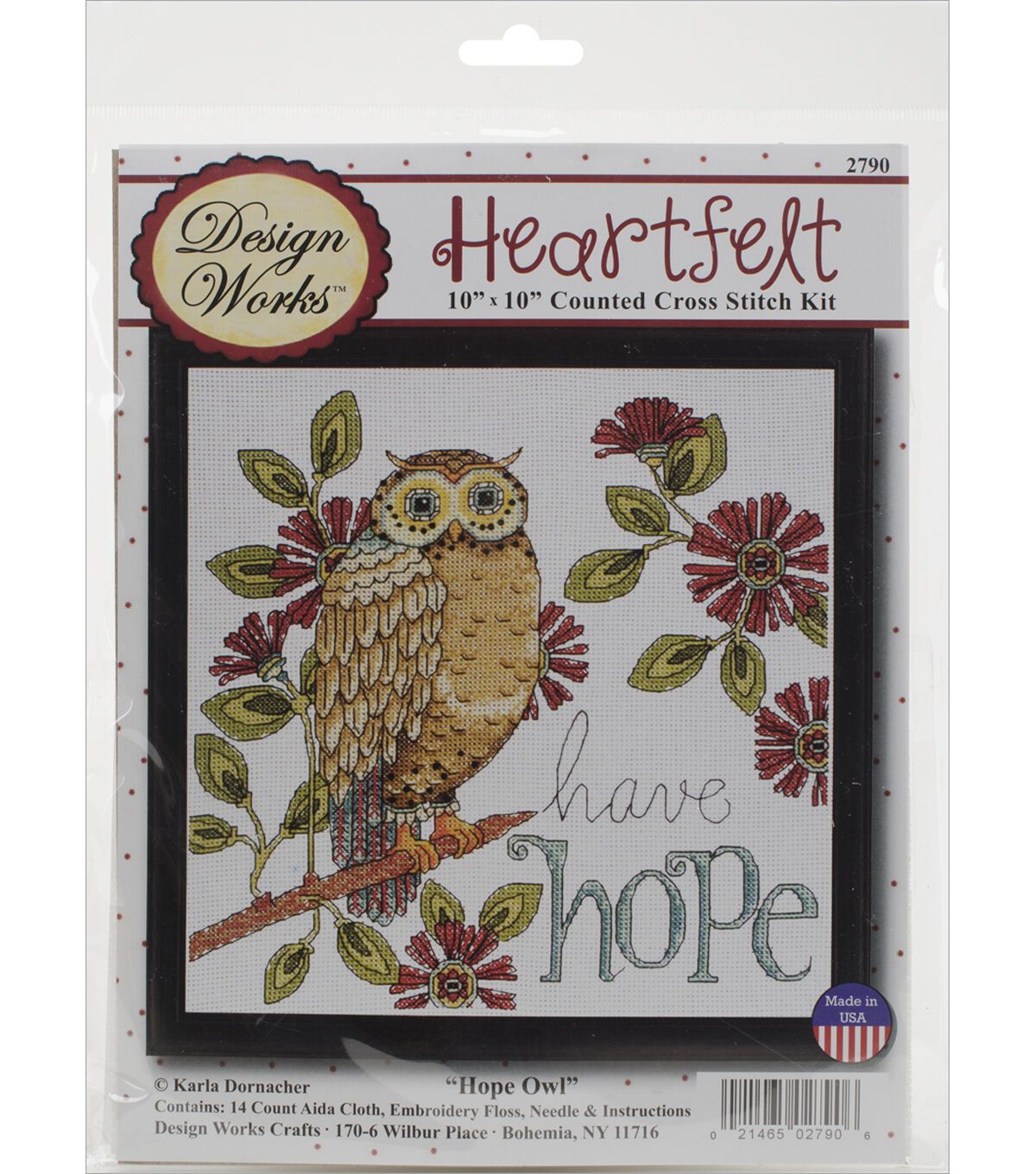 Tobin 10 Heartfelt Have Hope Owl Counted Cross Stitch Kit
