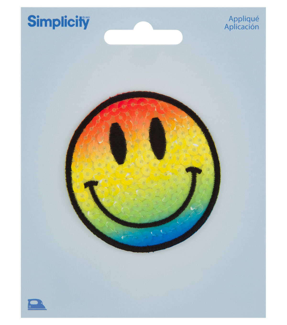 Simplicity 2.5 Rainbow Sequined Smiley Face Iron On Patch