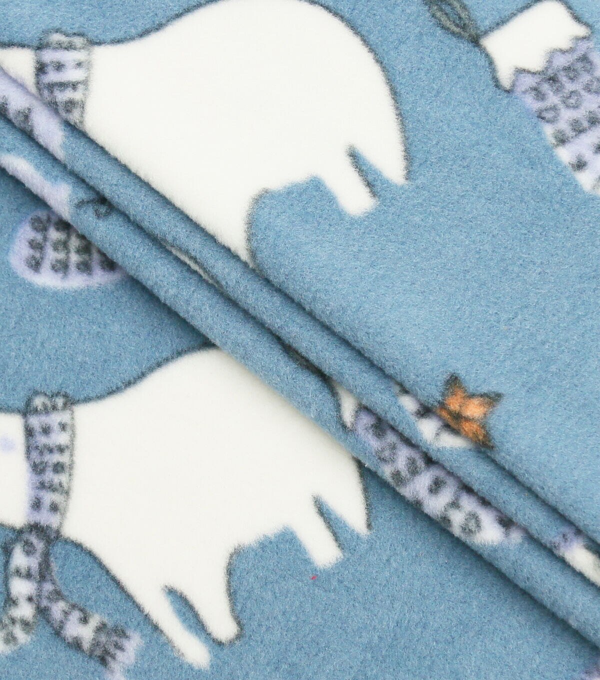 Winter Polar Bears on Blue Anti Pill Fleece Fabric