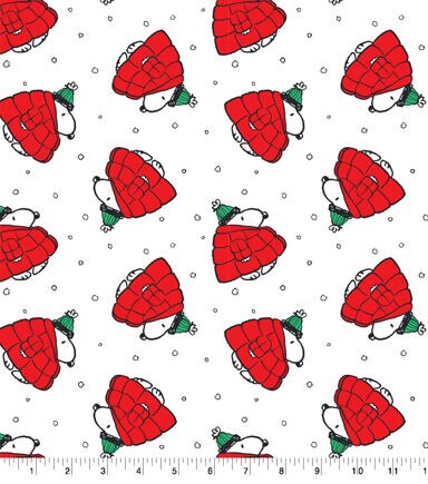 Snoopy in Puffy Coat Christmas Cotton Fabric