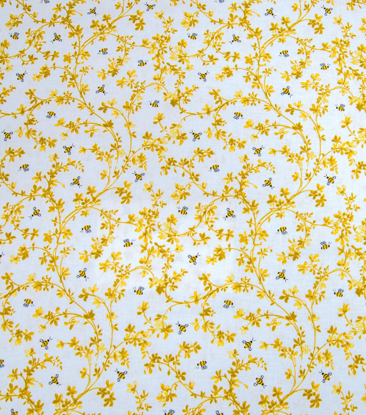 Yellow Bees & Vines Quilt Metallic Cotton Fabric by Keepsake Calico