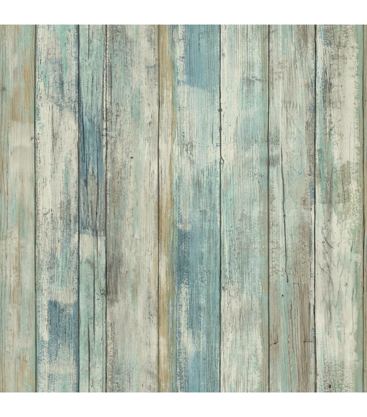 RoomMates Distressed Wood Blue Peelable Wallpaper