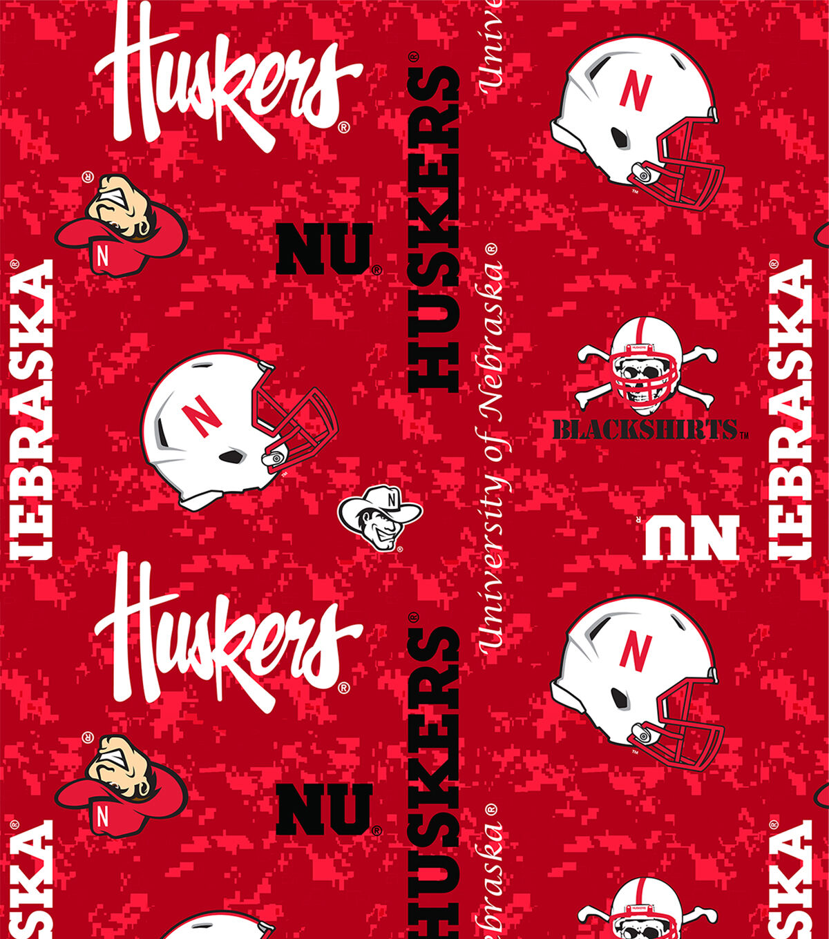 University of Nebraska Cornhuskers Fleece Fabric Digital Camo
