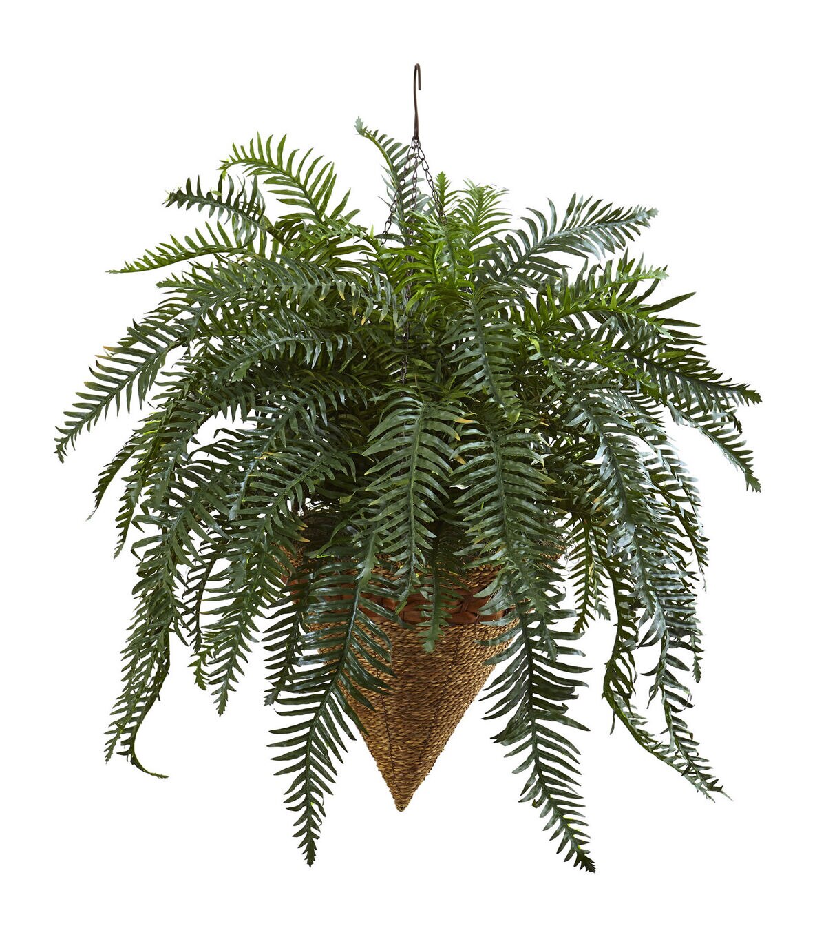 Nearly Natural 33 Giant River Fern with Cone Hanging Basket