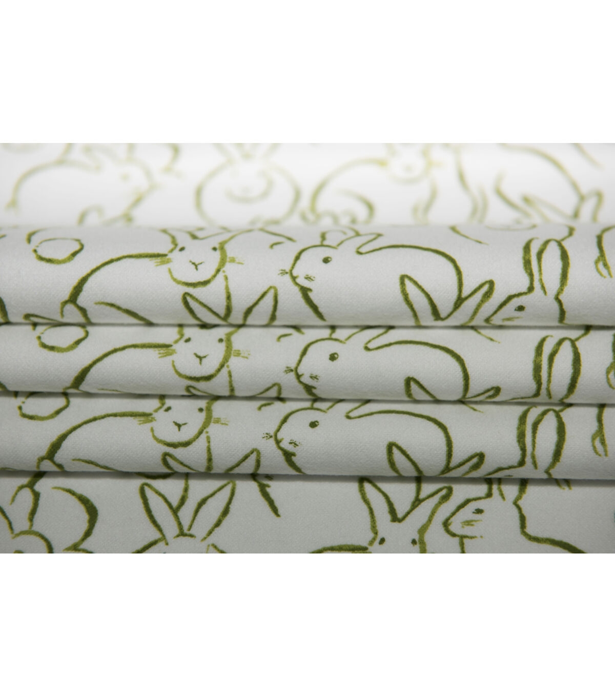 Green Bunny Outline Super Snuggle Flannel Fabric
