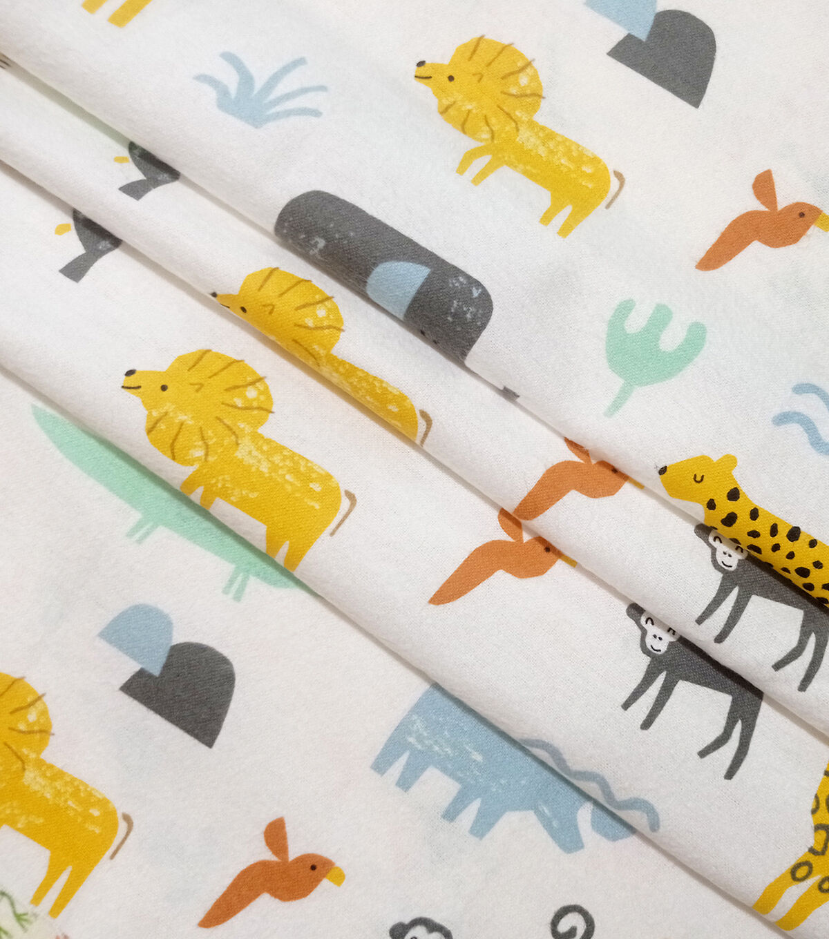 White Animals Nursery Super Snuggle Flannel Fabric