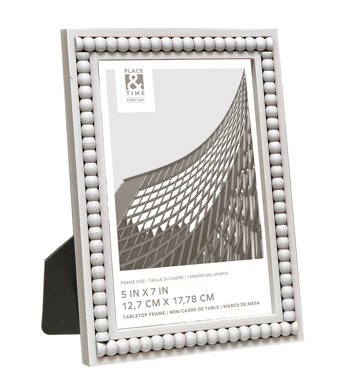 5 x 7 Distress White Bead Edge Tabletop Picture Frame by Place & Time