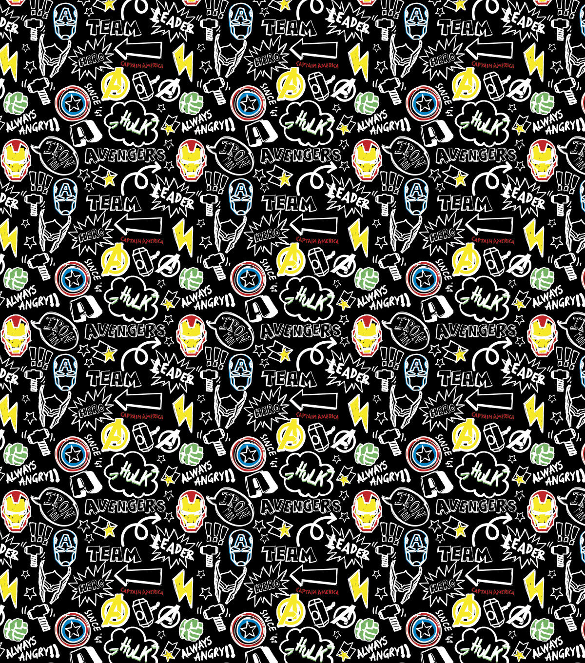 Marvel Doodle Iconography Cotton Fabric