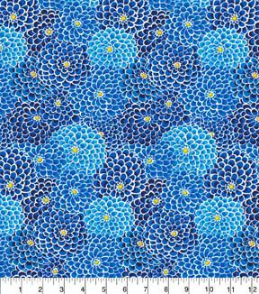Fabric Traditions Blue Dahlias Cotton Fabric by Keepsake Calico