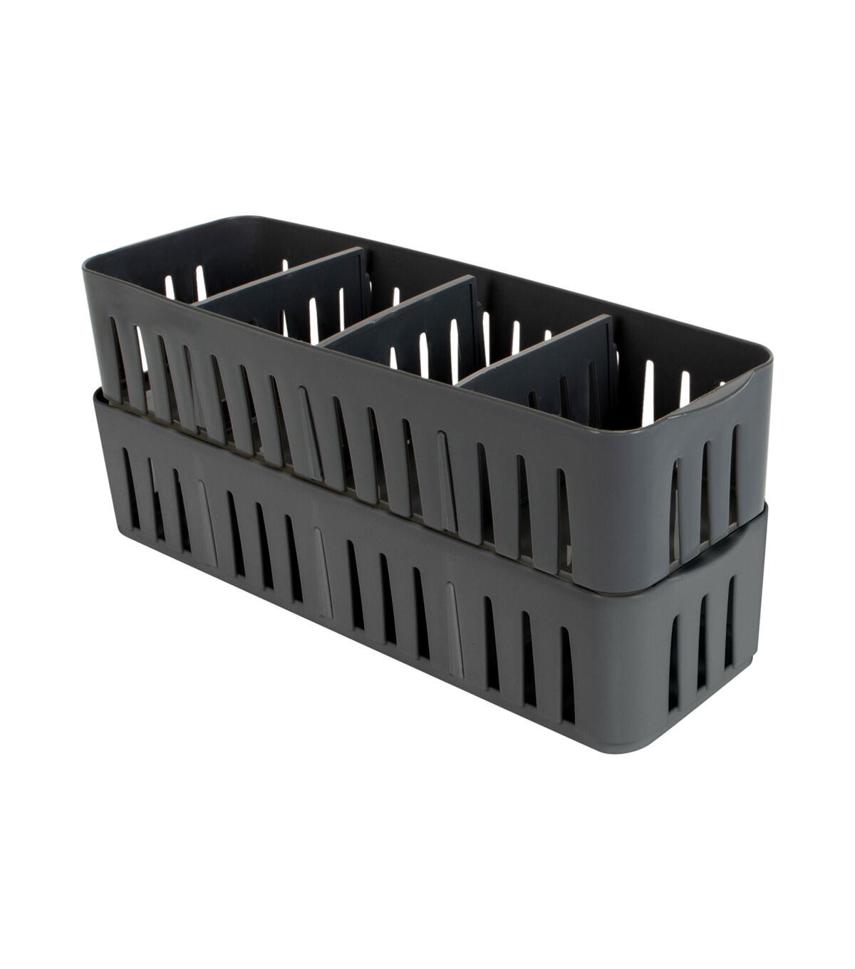 Simplify 12.5 Gray Stackable Organizer Bin With Adjustable Dividers