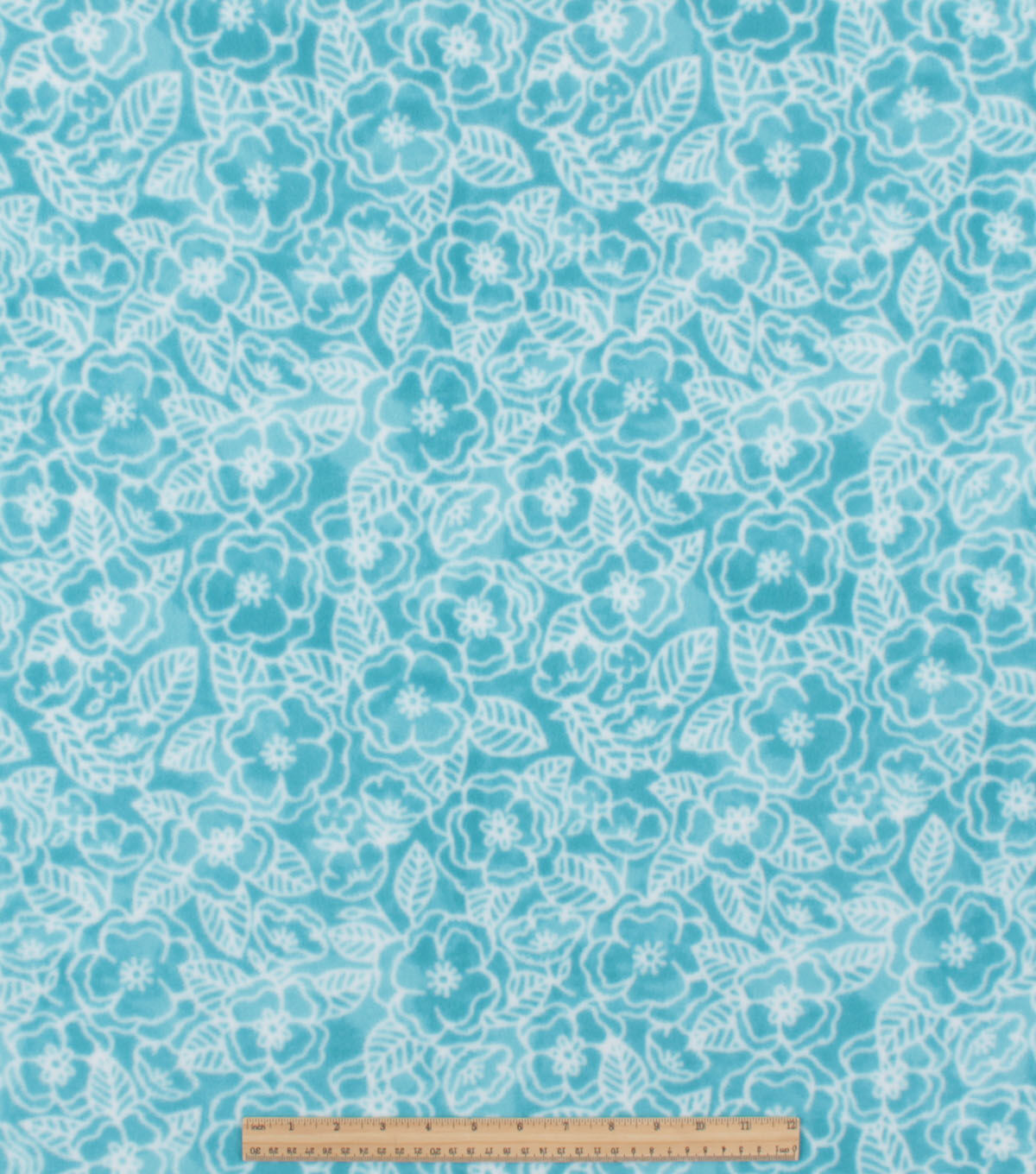 Sketched Floral on Blue Anti Pill Plush Fleece Fabric