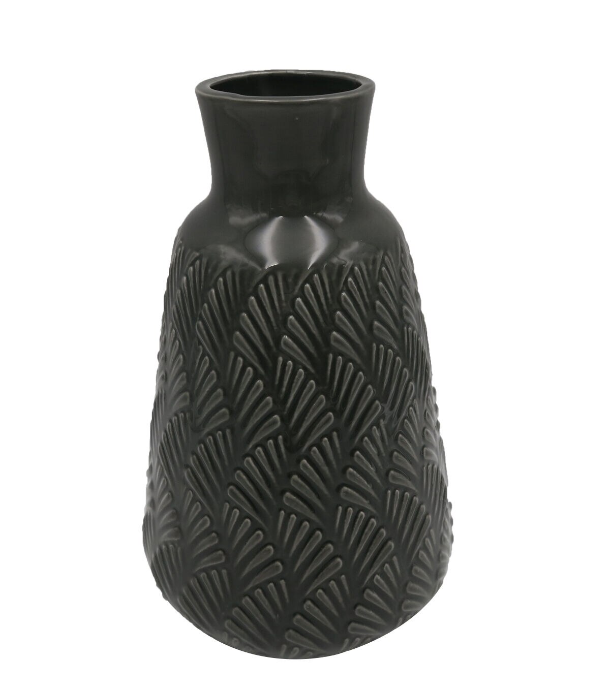 10 Olive Green Zig Zagged Ceramic Vase by Bloom Room
