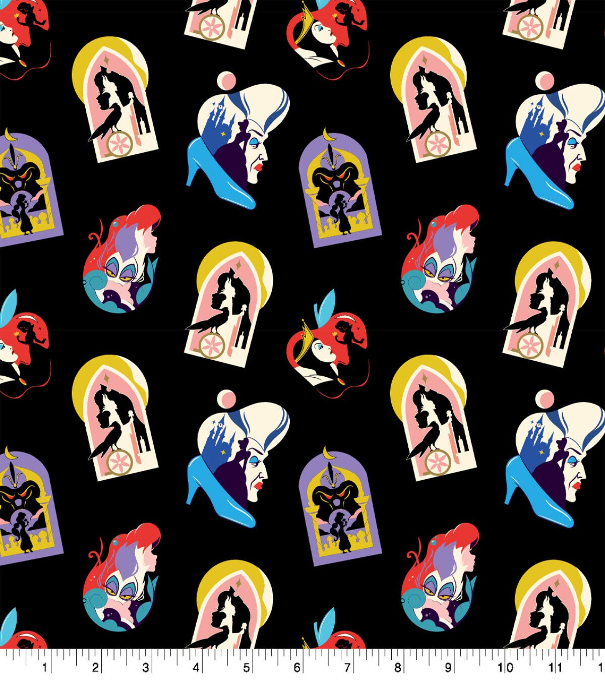 Disney Villians & Princess Shadow Cotton Fabric