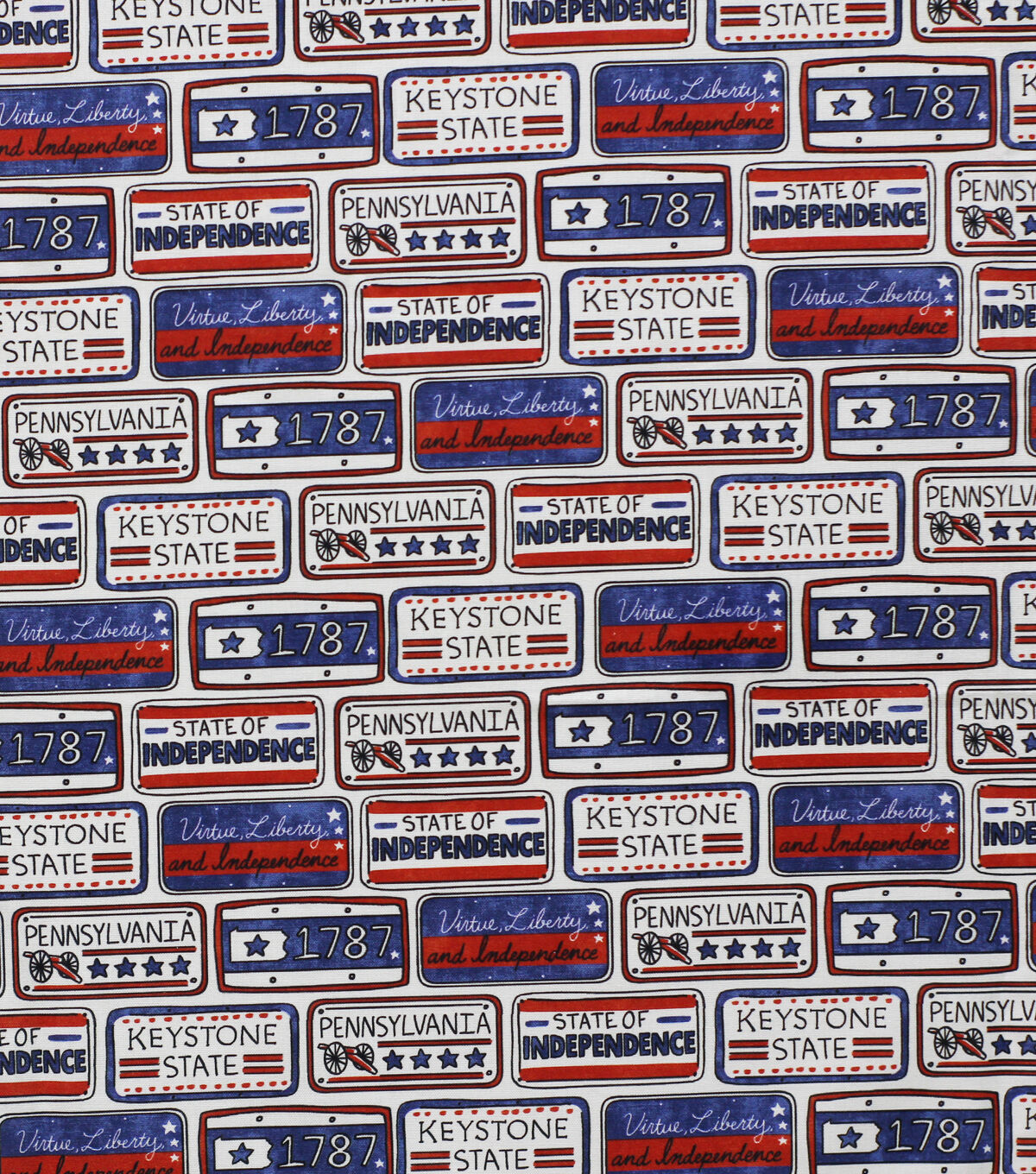 Pennsylvania License Plate State Pride Cotton Fabric