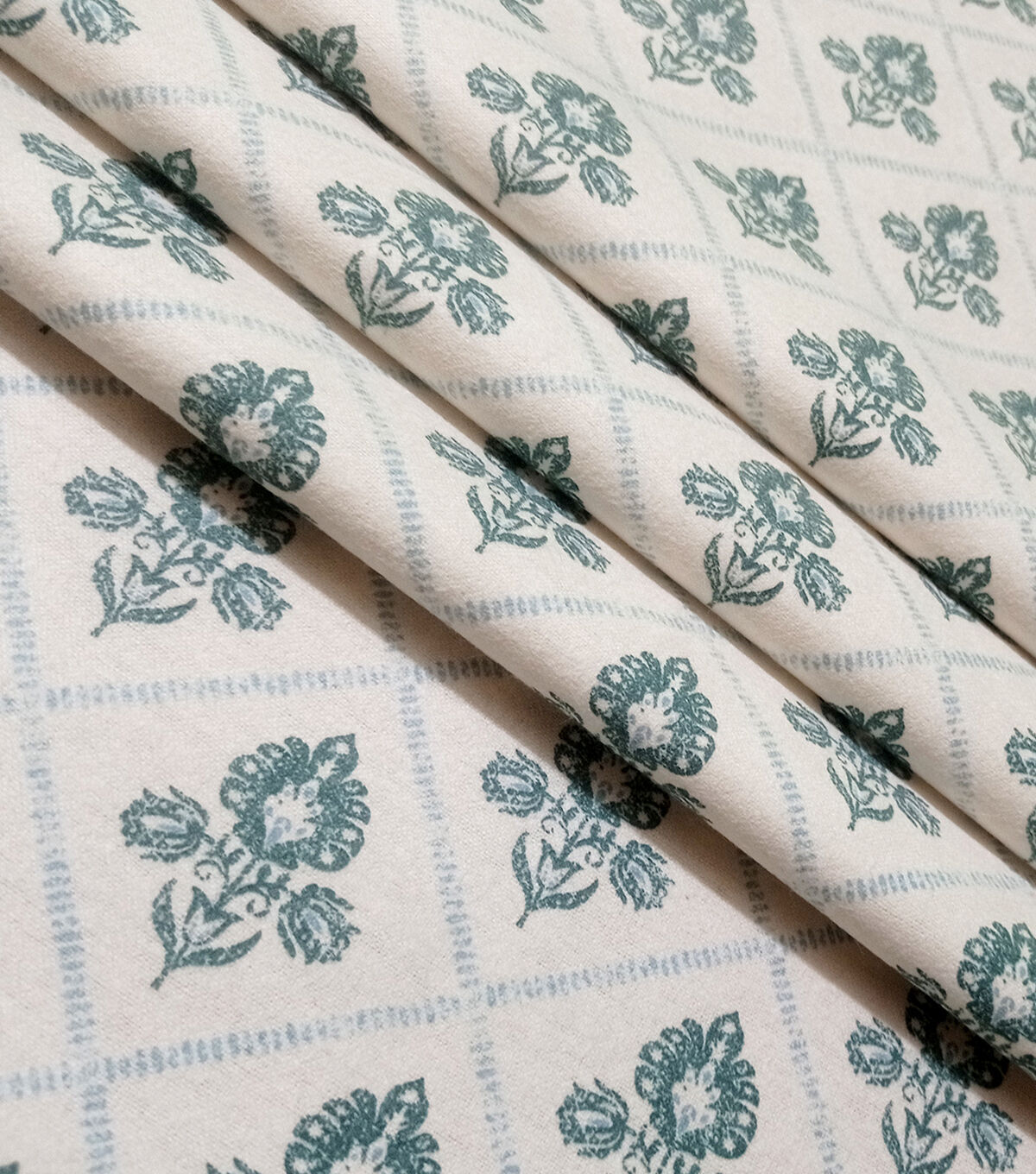 Blue Diamond Floral Super Snuggle Flannel Fabric
