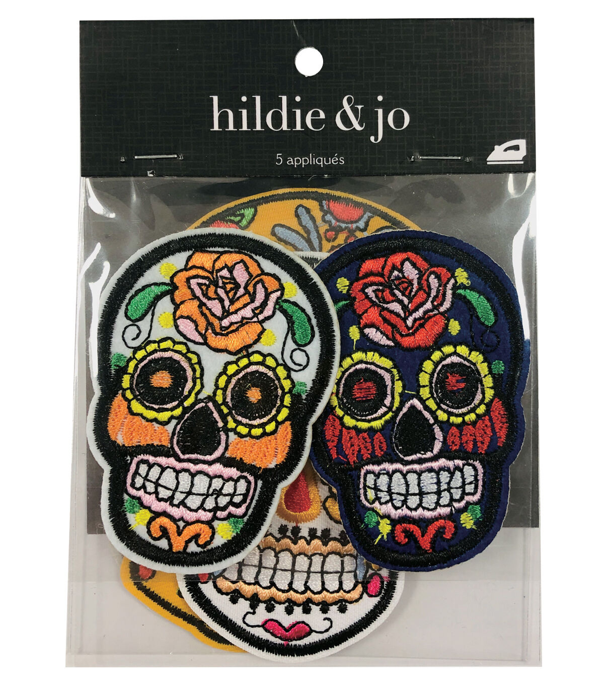 5ct Flowers Skull Iron On Patches by hildie & jo