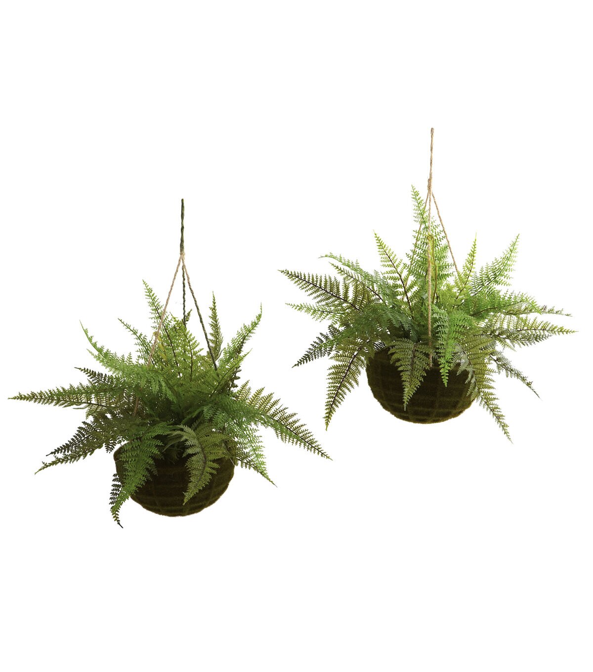 Nearly Natural Leather Fern with Mossy Hanging Basket