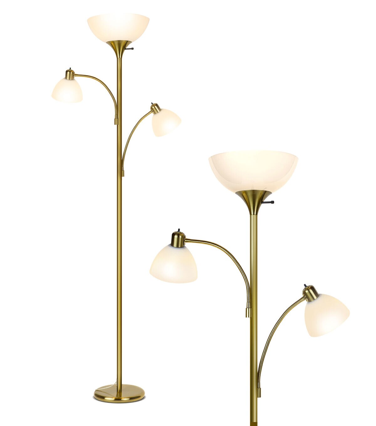 Brightech Sky Dome Double LED Floor Lamp - Brass
