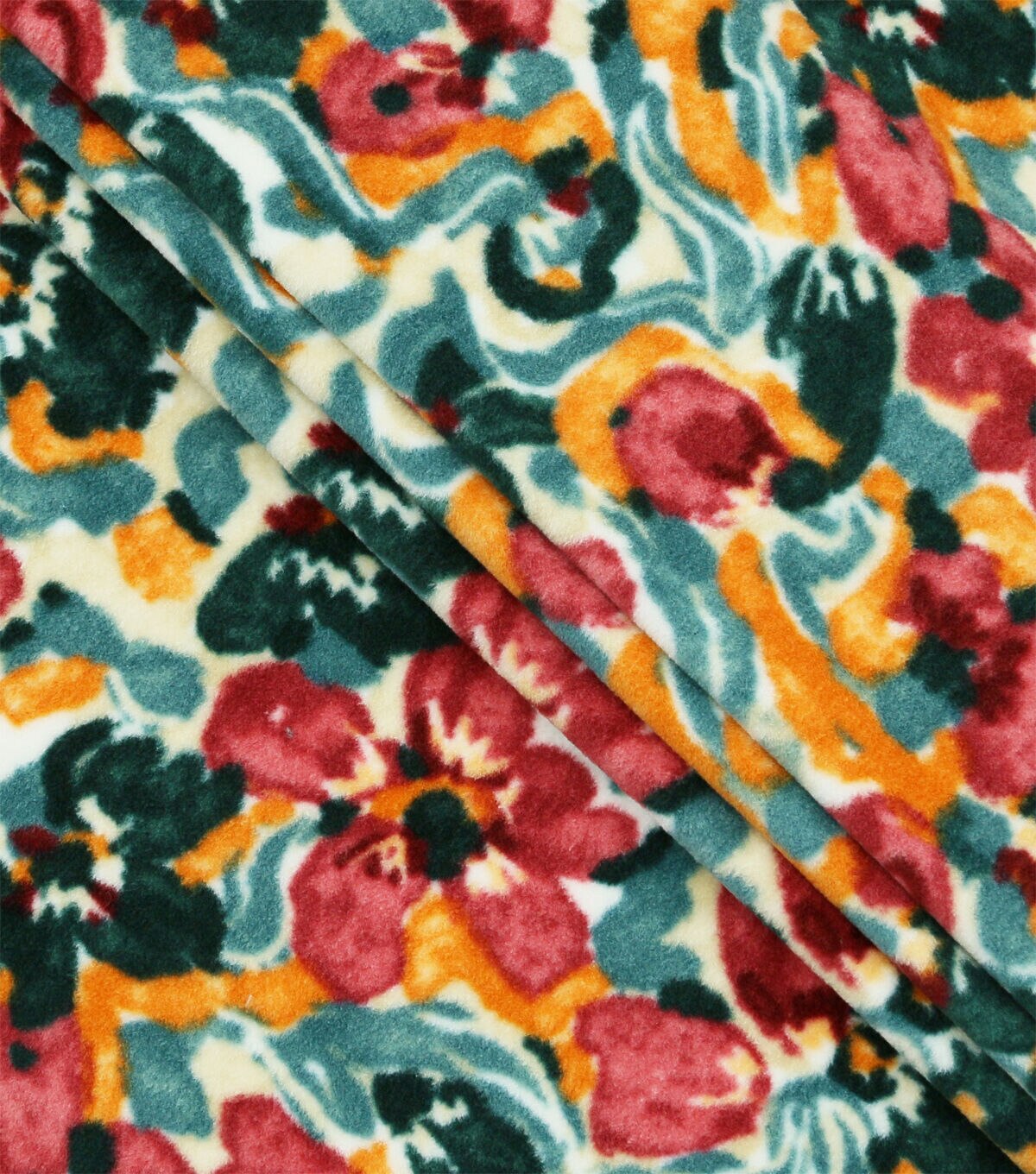 Multicolor Painted Floral Luxe Fleece Fabric