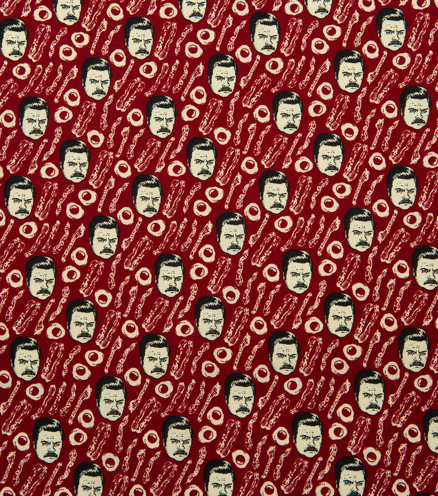 Parks And Rec Ron Bacon Eggs Cotton Fabric