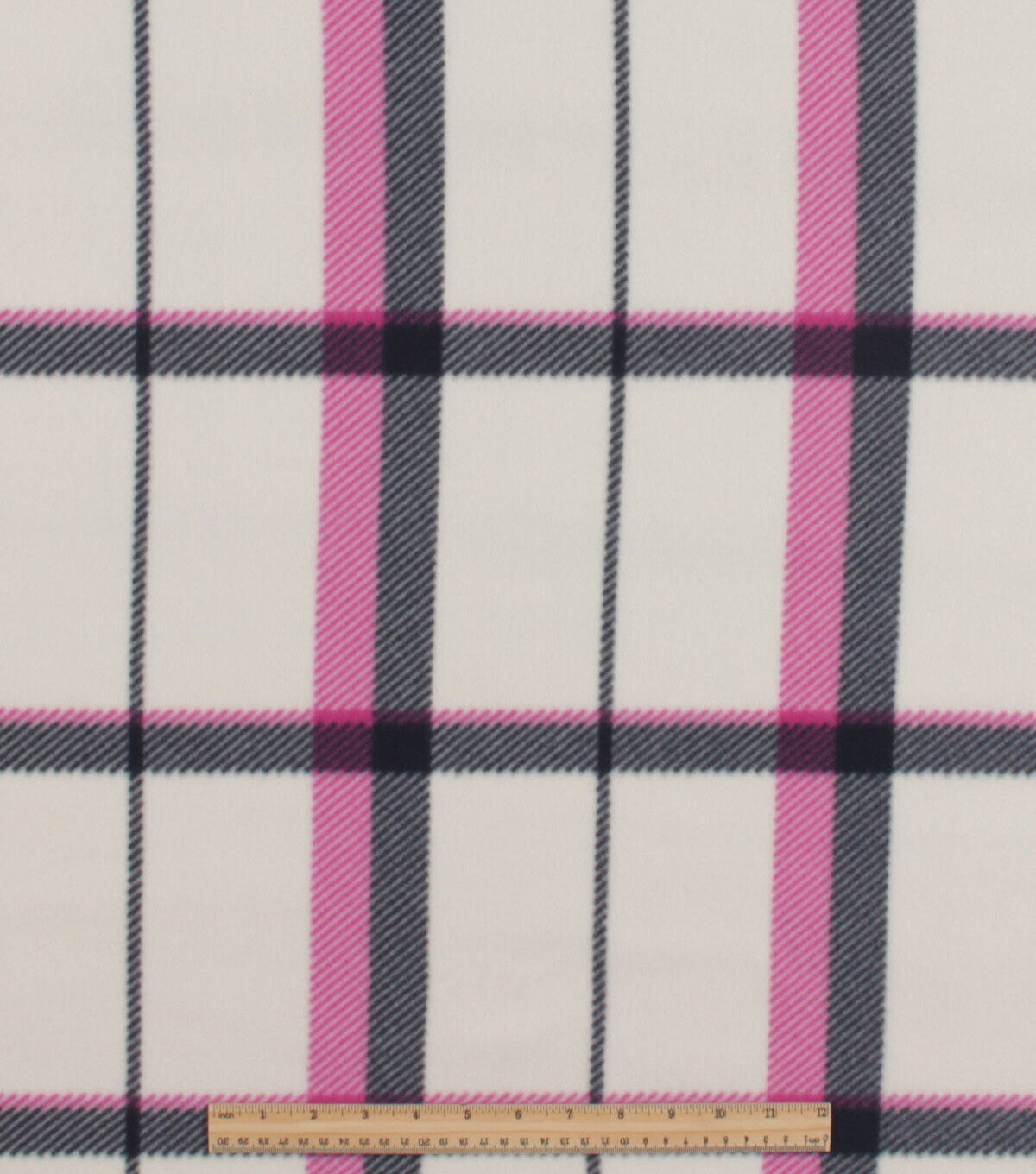 Pink Beige Grid Plaid Blizzard Prints Fleece Fabric