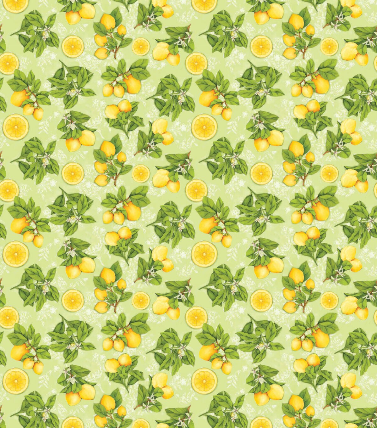Springs Creative Yellow Botanical Lemons Novelty Cotton Fabric