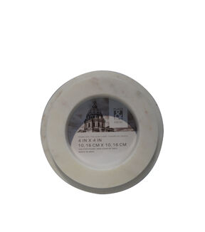4 White Round Marble Tabletop Picture Frame by Place & Time