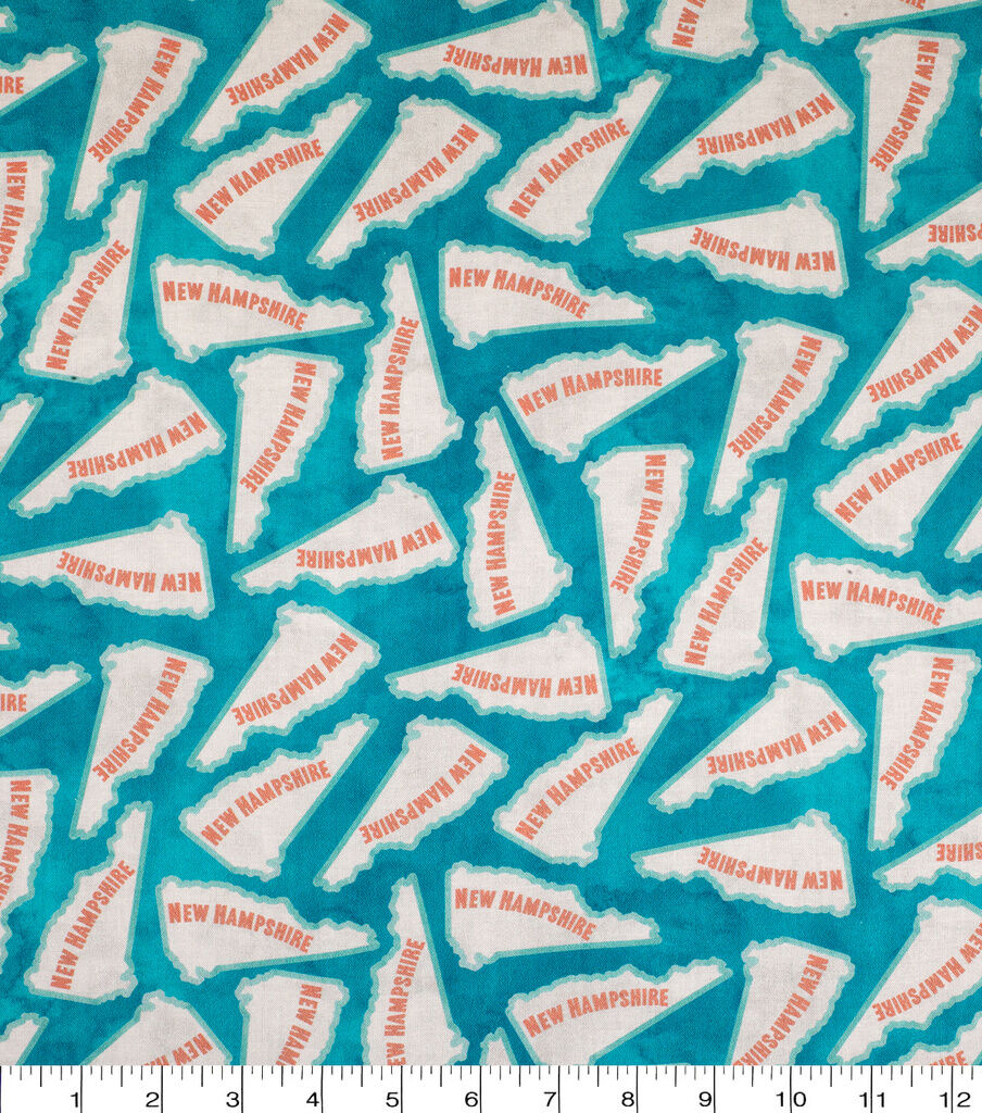 New Hampshire Cotton Fabric Tossed State